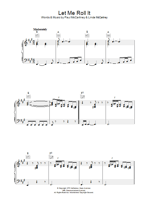 Let Me Roll It (Piano, Vocal & Guitar Chords) von Paul McCartney