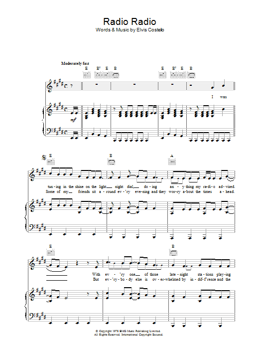 Radio, Radio (Piano, Vocal & Guitar Chords) von Elvis Costello