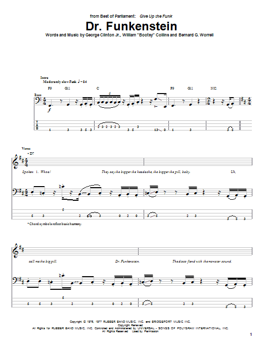 Dr. Funkenstein (Bass Guitar Tab) von Parliament