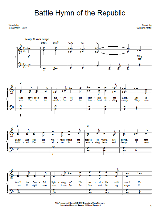 Battle Hymn Of The Republic (Easy Piano) von Julia Ward Howe