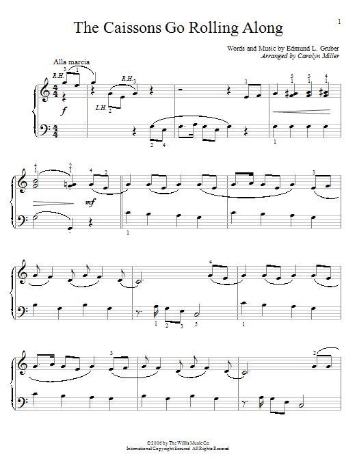 The Caissons Go Rolling Along (arr. Carolyn Miller) (Educational Piano) von Edmund L. Gruber