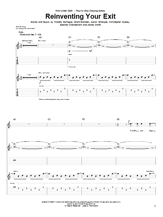 Reinventing Your Exit (Guitar Tab) von Underoath