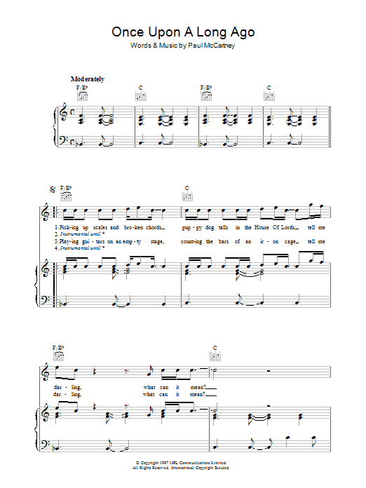 Once Upon A Long Ago... (Piano, Vocal & Guitar Chords) von Paul McCartney