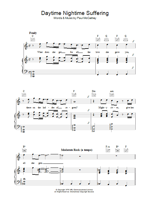 Daytime Nightime Suffering (Piano, Vocal & Guitar Chords) von Paul McCartney