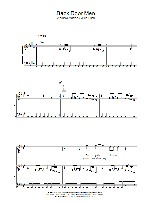 Back Door Man (Piano, Vocal & Guitar Chords) von The Doors