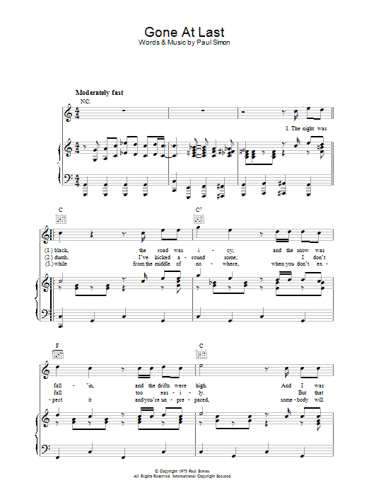 Gone At Last (Piano, Vocal & Guitar Chords) von Paul Simon