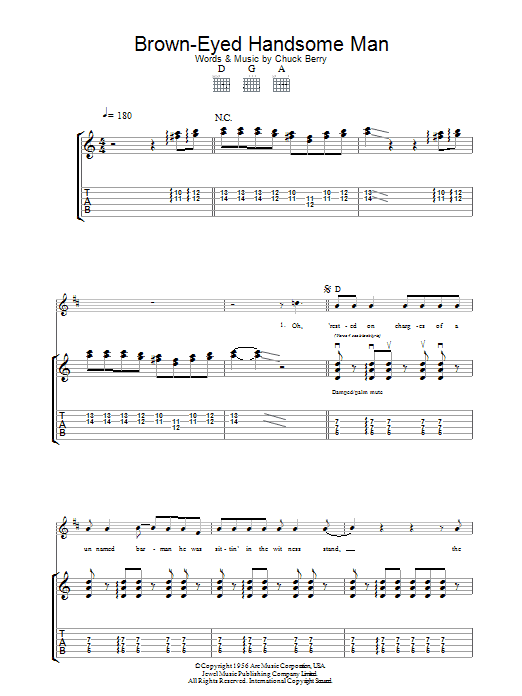 Brown Eyed Handsome Man (Guitar Tab) von Chuck Berry