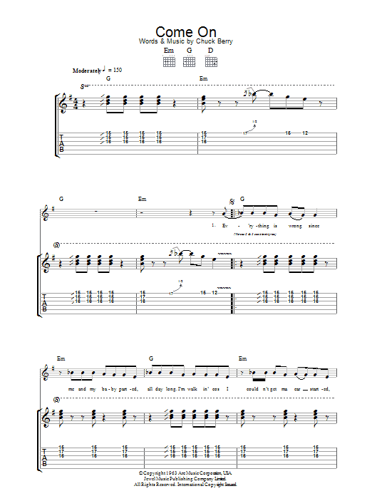 Come On (Guitar Tab) von Chuck Berry