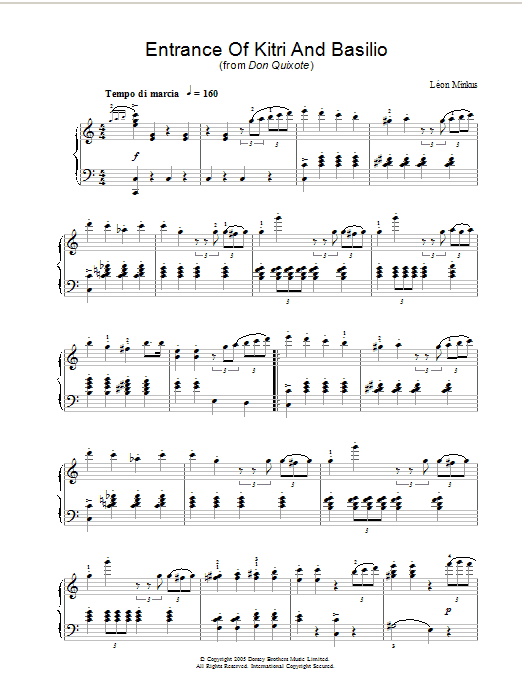 Entrance Of Kitri And Basilio (from Don Quixote) (Piano Solo) von Leon Minkus