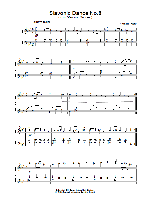 Slavonic Dance No.8 (Piano Solo) von Antonin Dvorak