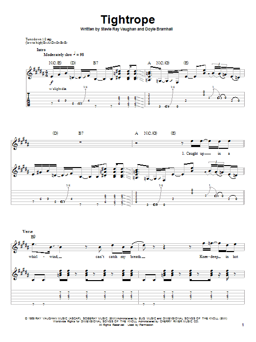 Tightrope (Guitar Tab (Single Guitar)) von Stevie Ray Vaughan