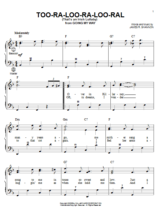Too-Ra-Loo-Ra-Loo-Ral (That's An Irish Lullaby) (Accordion) von James R. Shannon