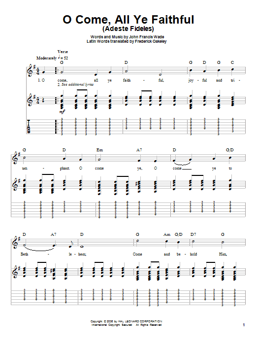 O Come, All Ye Faithful (Adeste Fideles) (Guitar Tab (Single Guitar)) von John Francis Wade