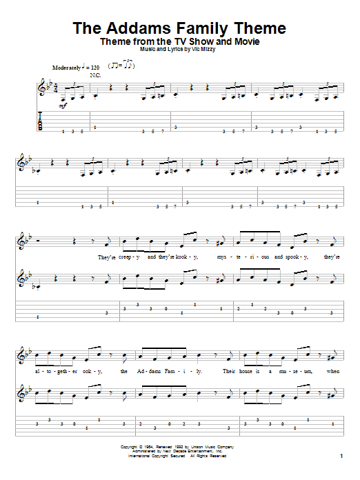 The Addams Family Theme (Guitar Tab (Single Guitar)) von Vic Mizzy