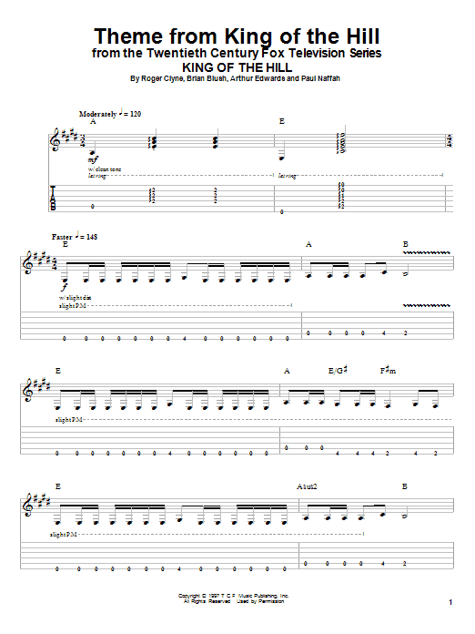 Theme From King Of The Hill (Guitar Tab (Single Guitar)) von Roger Clyne