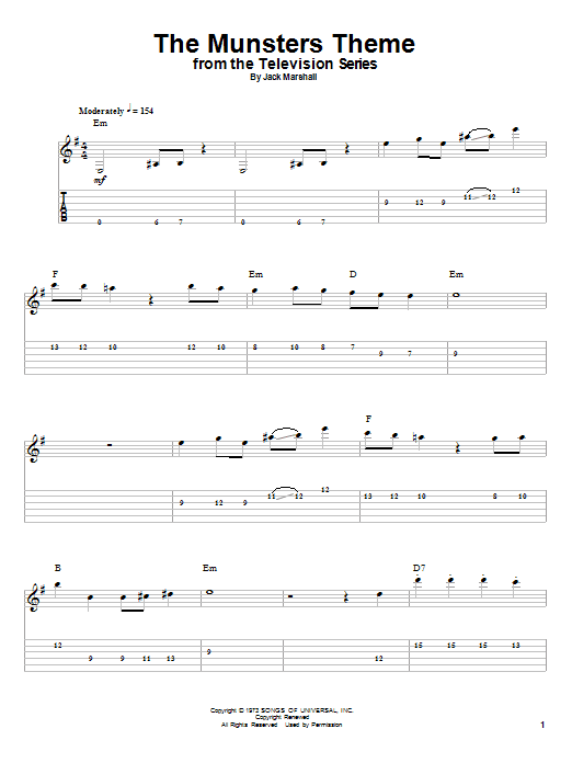The Munsters Theme (Guitar Tab (Single Guitar)) von Jack Marshall