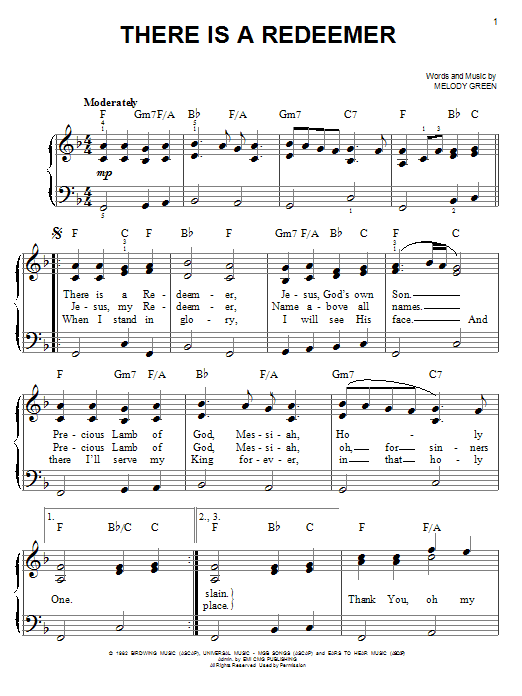 There Is A Redeemer (Easy Piano) von Keith Green