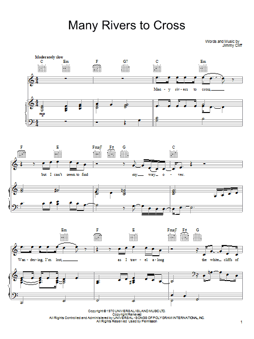 Many Rivers To Cross (Piano, Vocal & Guitar Chords (Right-Hand Melody)) von Joe Cocker