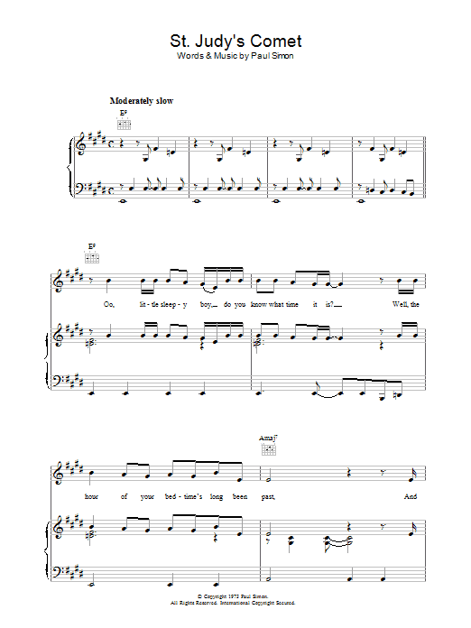 St. Judy's Comet (Piano, Vocal & Guitar Chords) von Paul Simon