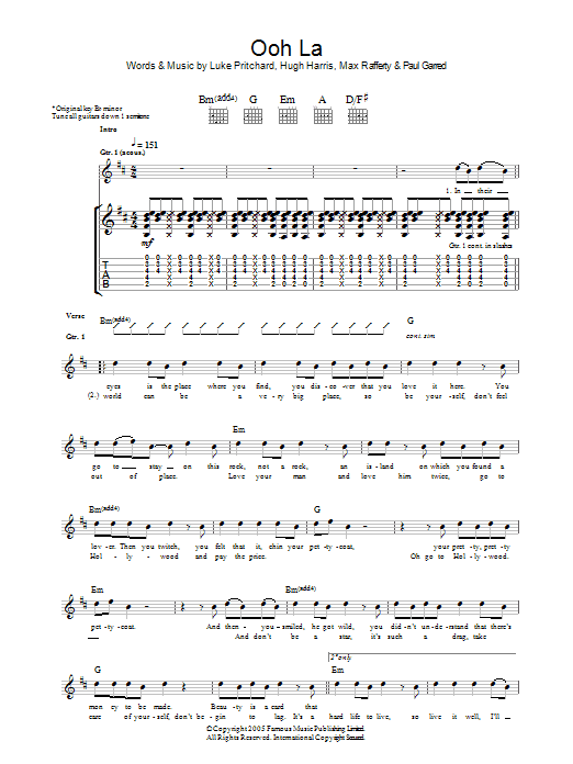 Ooh La (Guitar Tab) von The Kooks