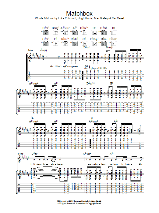 Matchbox (Guitar Tab) von The Kooks