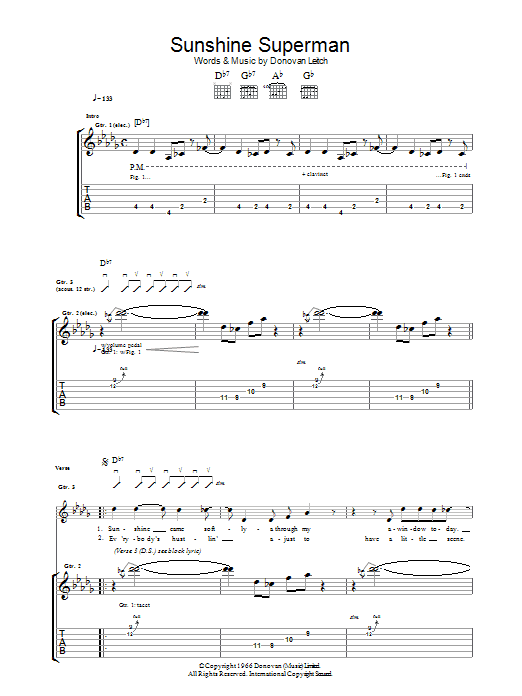 Sunshine Superman (Guitar Tab) von Donovan