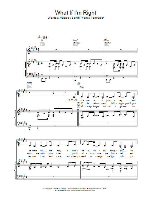 What If I'm Right (Piano, Vocal & Guitar Chords) von Sandi Thom