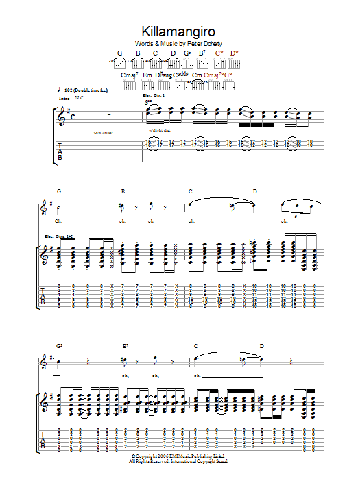 Killamangiro (Guitar Tab) von Babyshambles