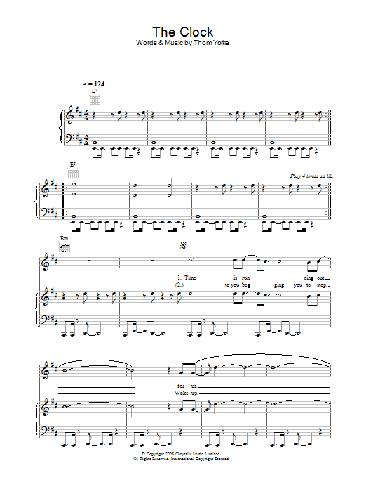 The Clock (Piano, Vocal & Guitar Chords) von Thom Yorke