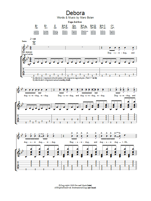 Debora (Guitar Tab) von T Rex