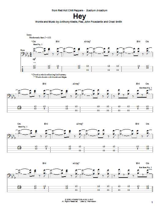 Hey (Bass Guitar Tab) von Red Hot Chili Peppers