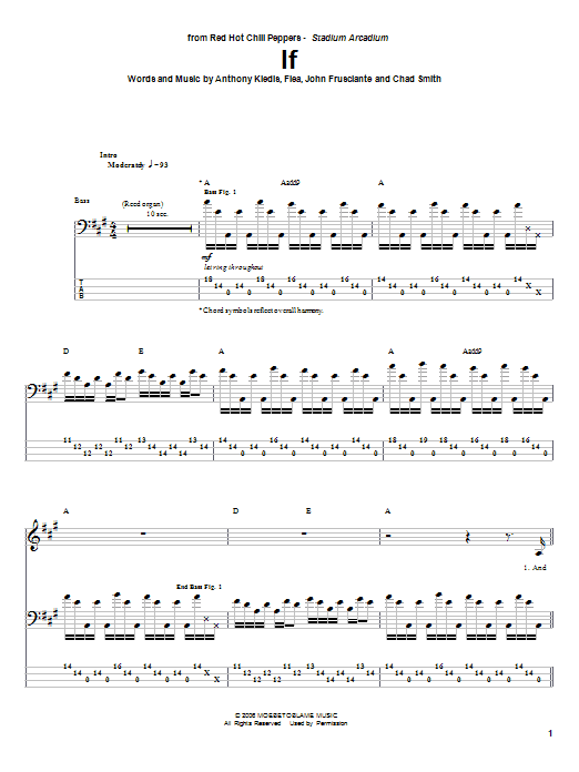 If (Bass Guitar Tab) von Red Hot Chili Peppers