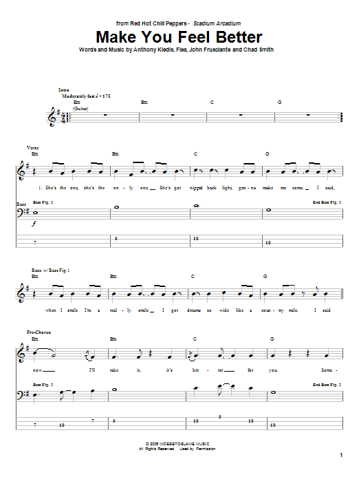 Make You Feel Better (Bass Guitar Tab) von Red Hot Chili Peppers
