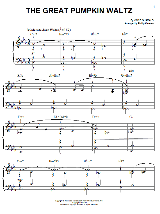 The Great Pumpkin Waltz (Easy Piano) von Vince Guaraldi