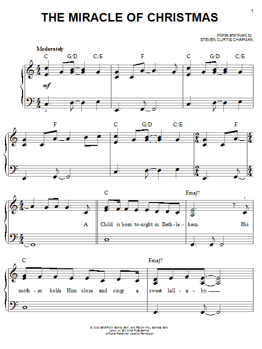 The Miracle Of Christmas (Easy Piano) von Steven Curtis Chapman