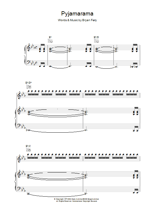 Pyjamarama (Piano, Vocal & Guitar Chords) von Roxy Music