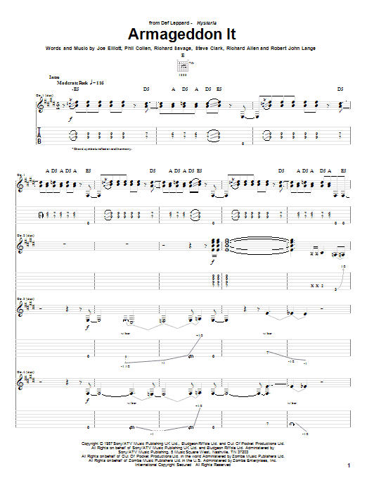 Armageddon It (Guitar Tab) von Def Leppard