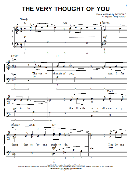 The Very Thought Of You (arr. Phillip Keveren) (Easy Piano) von Ray Noble