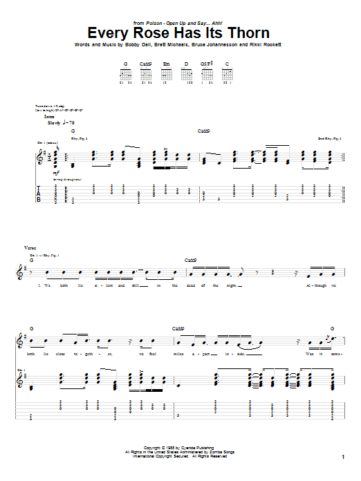 Every Rose Has Its Thorn (Guitar Tab) von Poison