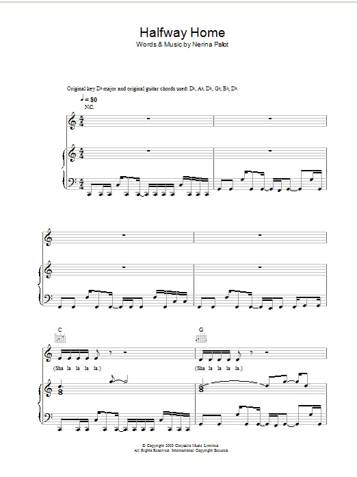 Halfway Home (Piano, Vocal & Guitar Chords) von Nerina Pallot