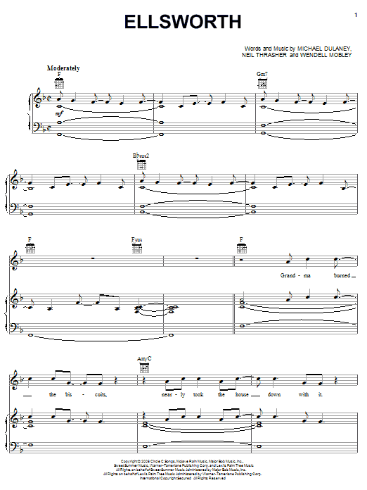Ellsworth (Piano, Vocal & Guitar Chords (Right-Hand Melody)) von Rascal Flatts