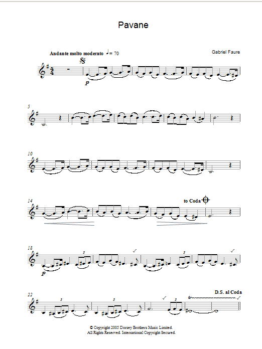 Pavane (Piano, Vocal & Guitar Chords) von Gabriel Faure