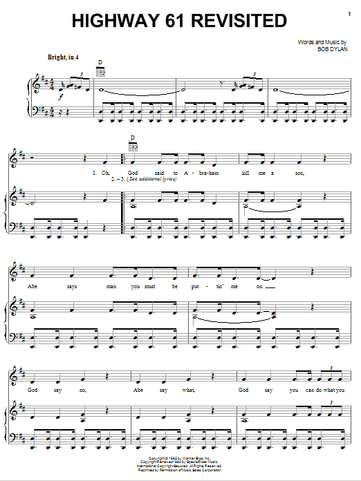 Highway 61 Revisited (Piano, Vocal & Guitar Chords (Right-Hand Melody)) von Billy Joel