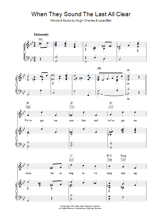 When They Sound The Last All Clear (Piano, Vocal & Guitar Chords) von Hugh Charles