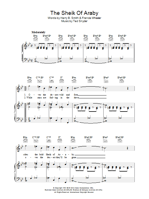 The Sheik Of Araby (Piano, Vocal & Guitar Chords) von Betty Grable