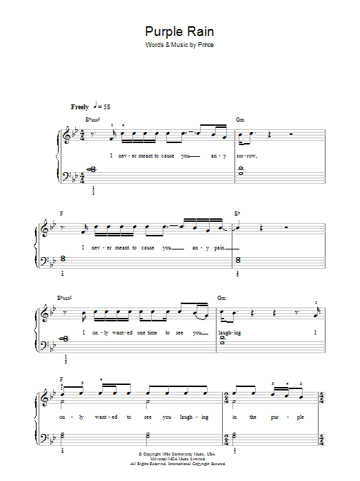 Purple Rain (Easy Piano) von Prince