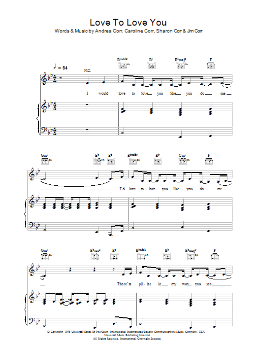 Love To Love You (Piano, Vocal & Guitar Chords) von The Corrs