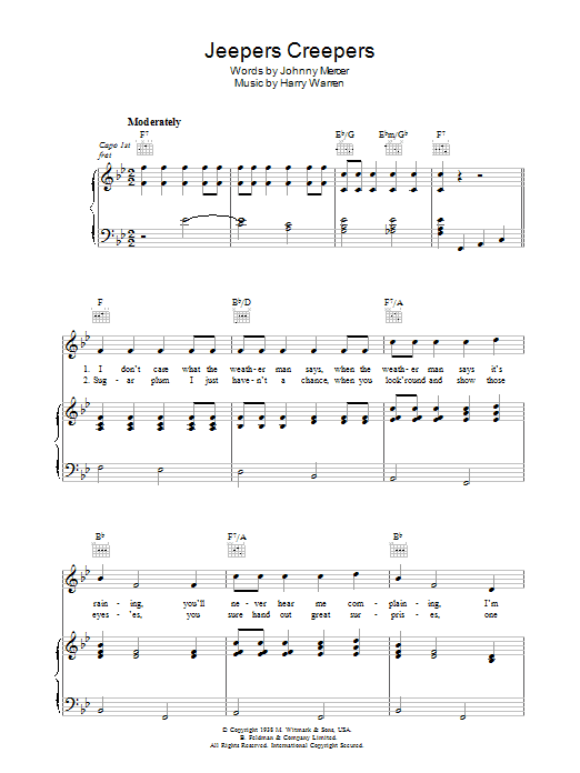 Jeepers Creepers (Piano, Vocal & Guitar Chords) von Harry Warren