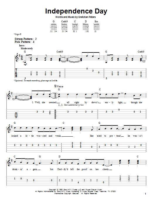 Independence Day (Easy Guitar Tab) von Martina McBride