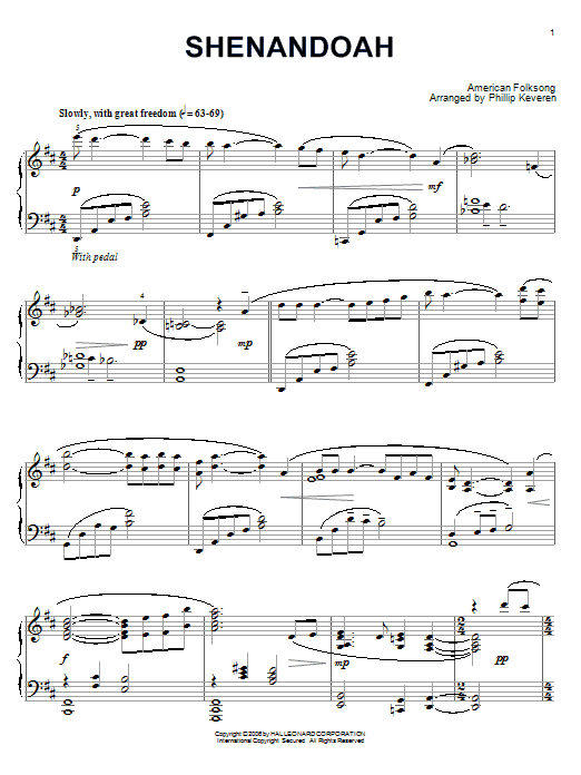 Shenandoah (arr. Phillip Keveren) (Piano Solo) von Traditional